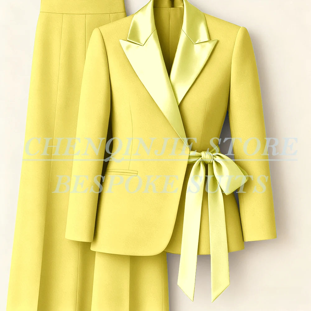 Costumes pour femmes personnalisés Blazer mode pic revers maigre bureau dame tenues formelle femme 2 pièces veste pantalon ensembles complets