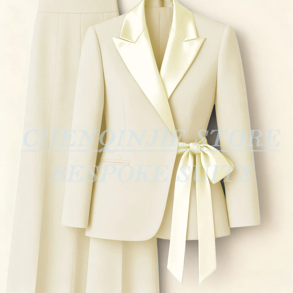 Costumes pour femmes personnalisés Blazer mode pic revers maigre bureau dame tenues formelle femme 2 pièces veste pantalon ensembles complets