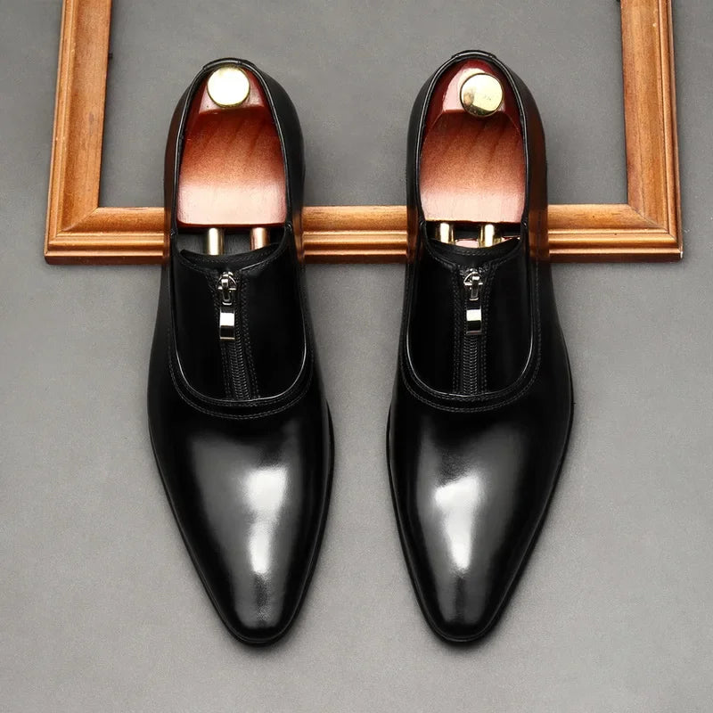 Chaussures habillées pour hommes de style britannique en cuir de vachette souple, pour mariage, petite taille 35, bout pointu, semelle en caoutchouc, fabriquées en Chine