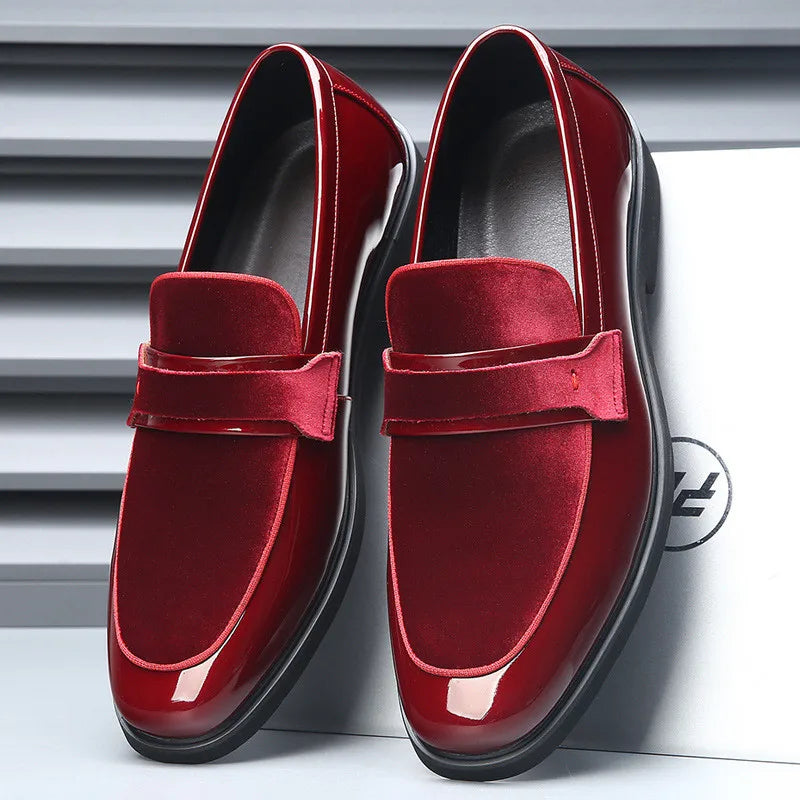 Nouvelles Chaussures de Mariage de Luxe pour Hommes en Daim Rouge Pointu, Mocassins Penny Formels, Chaussures Habillées pour Homme, Zapatos Hombre