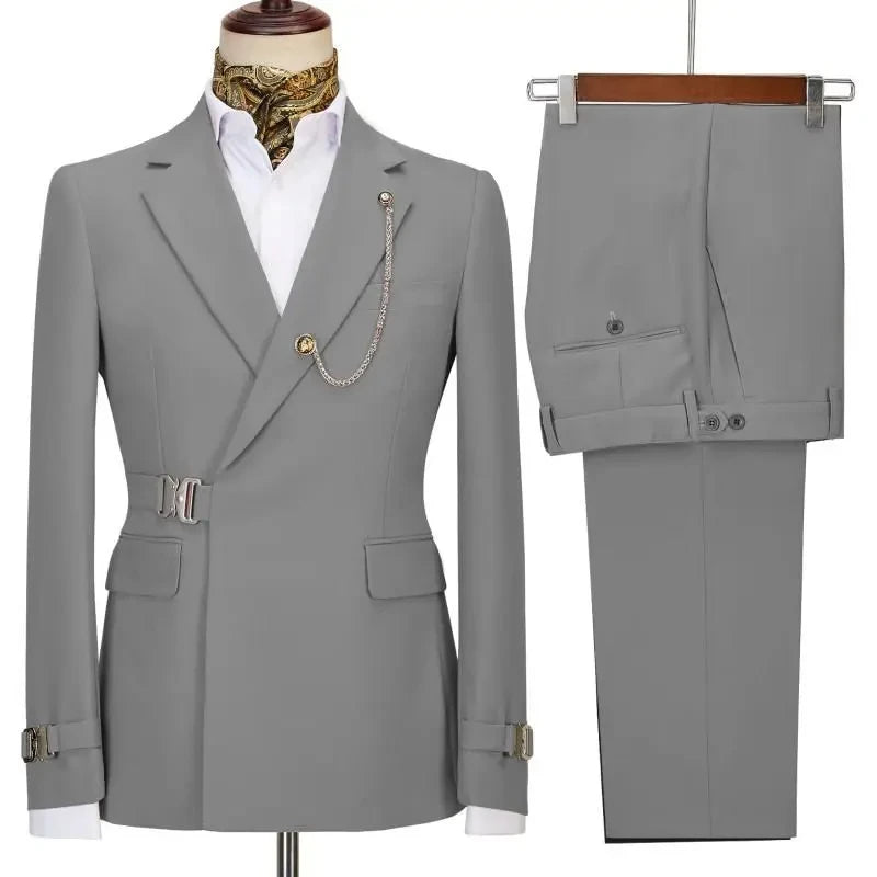 Costumes pour hommes Blazer pantalon pour hommes 2024 veste Design italien revers cranté fête mariage Slim Fit Costume Homme 2 pièces vêtements