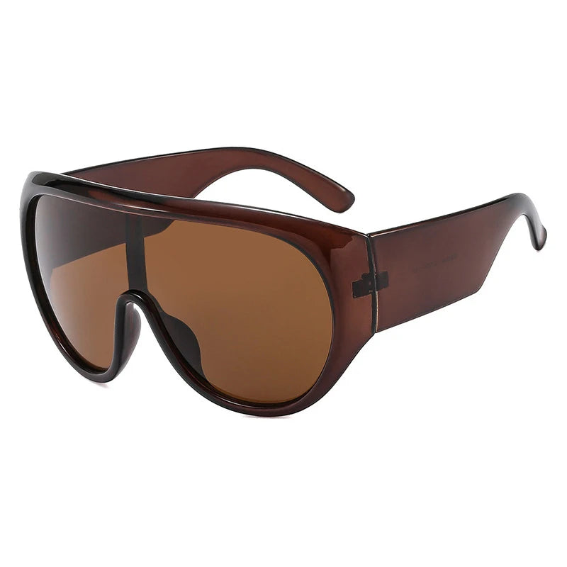 Lunettes de soleil de luxe pour femmes et hommes, surdimensionnées, pilote intégré, pour la conduite et les voyages, UV400