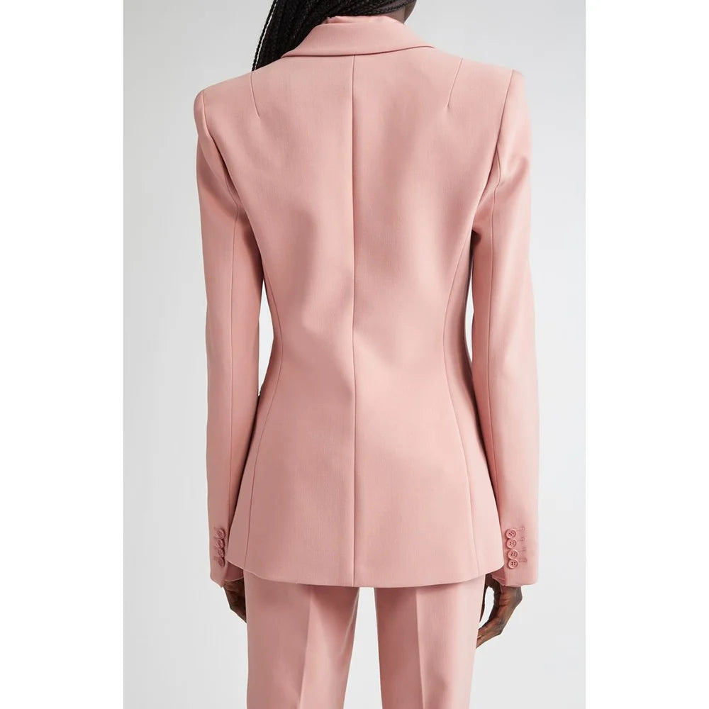Costume de soirée formel rose pour femmes, ensemble deux pièces (Blazer + pantalon), bouton unique cranté, pour le bureau, quotidien, nouvelle collection