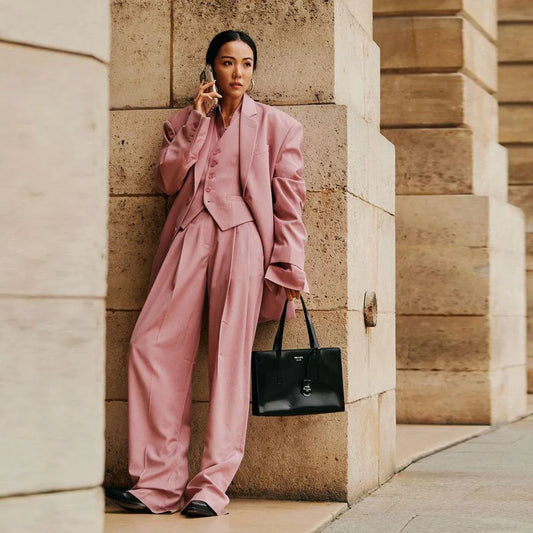 Costumes roses pour femmes, 3 pièces, haute qualité, veste, pantalon, gilet, Occasion formelle, spécial, personnalisé, vêtements féminins, mode 2025 classique
