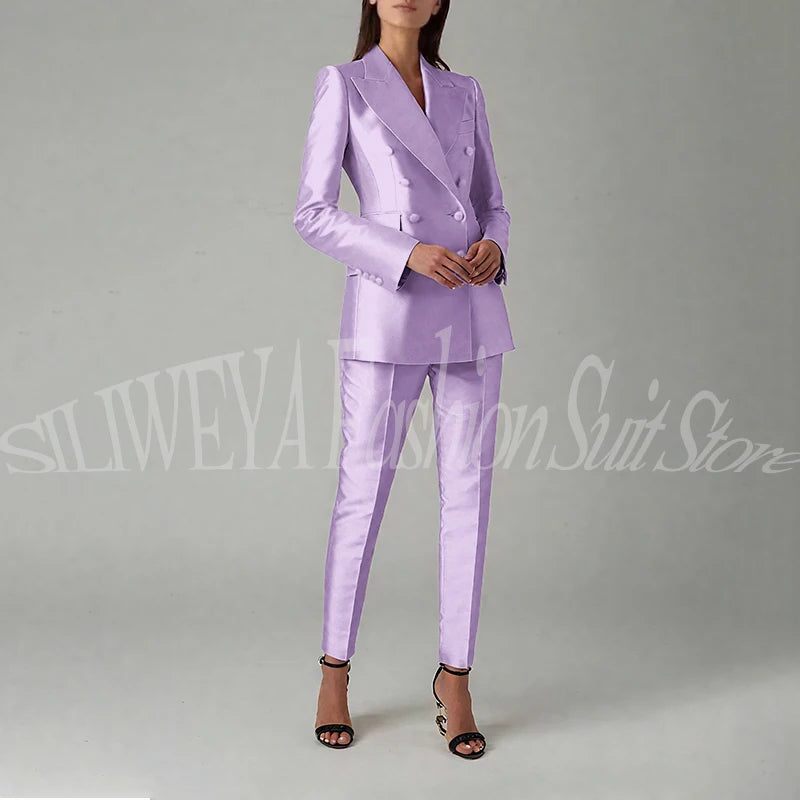 Ensemble blazer et pantalon à double boutonnage pour femme, rose brillant, vêtements élégants pour femme, coupe couvertes, tenue de bureau, luxe, 2 pièces