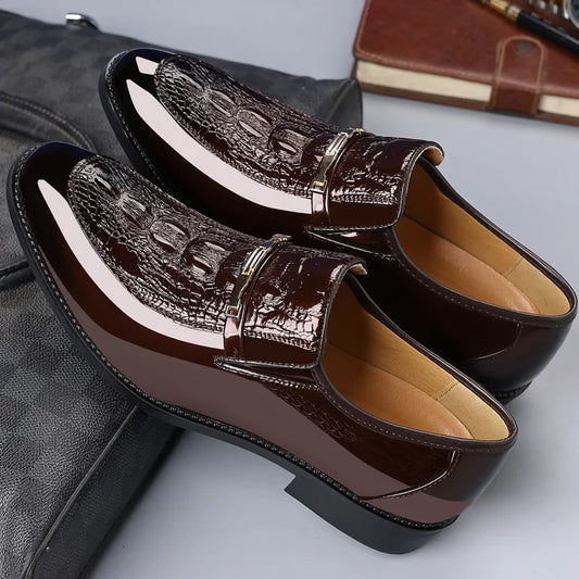 Chaussures habillées de luxe en cuir de Crocodile pour hommes, chaussures d'affaires décontractées pour fête de mariage, mocassins à enfiler de haute qualité, grande taille