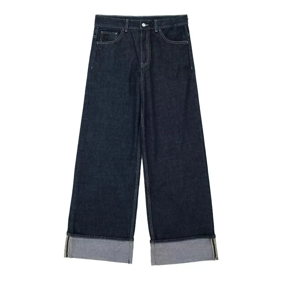 Veste en jean à simple boutonnage pour femme, pantalon taille haute, pantalon large à fermeture éclair, mode rétro, imbibé, épissage, poche, ensemble 2 pièces