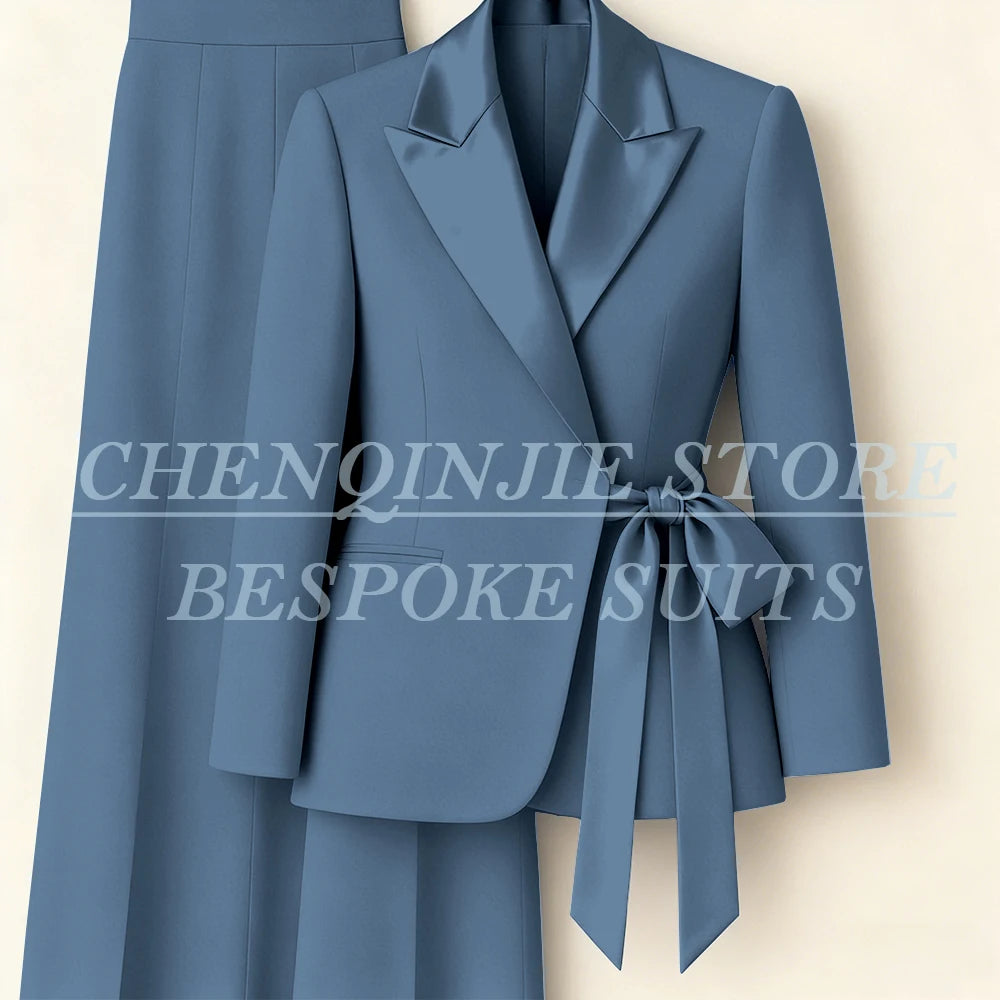 Costumes pour femmes personnalisés Blazer mode pic revers maigre bureau dame tenues formelle femme 2 pièces veste pantalon ensembles complets