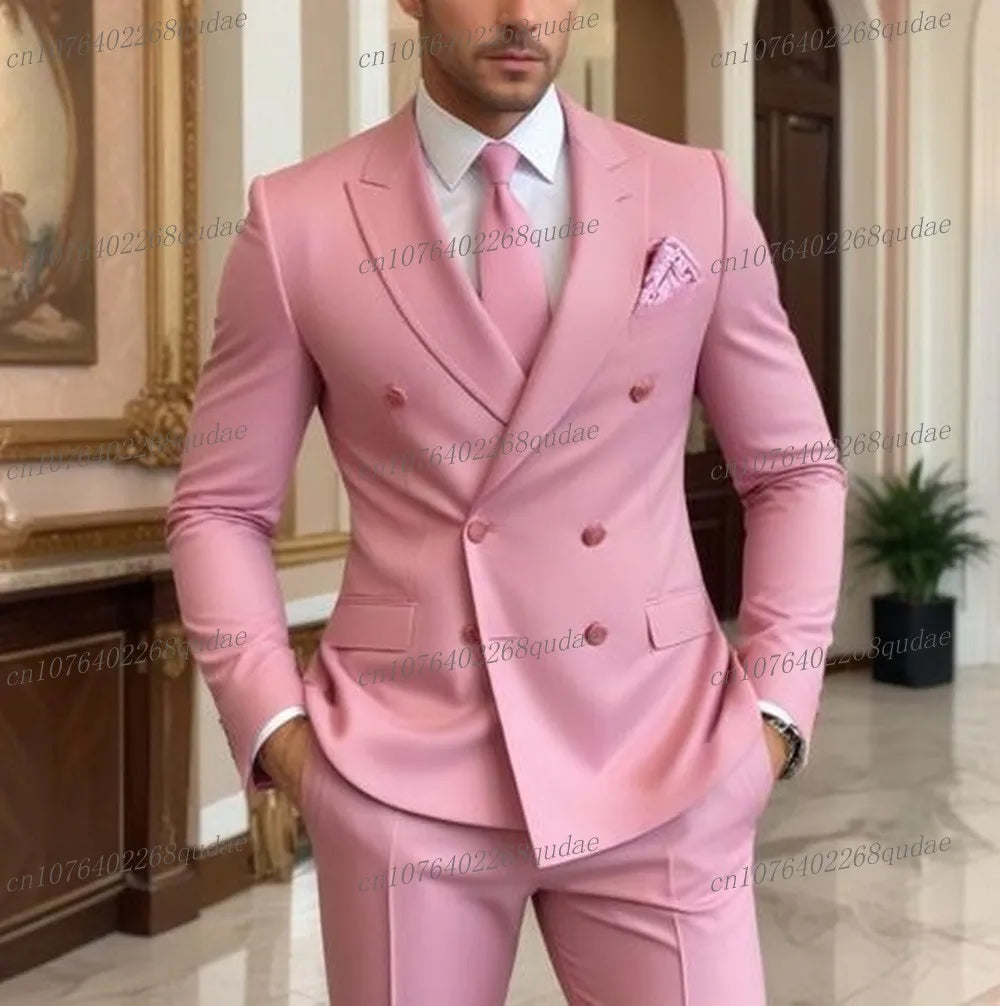 Costume rose pour hommes, pour occasions formelles, fête de mariage, Tuxedos pour marié, Costume de marié, ensemble 2 pièces, Blazer et pantalon, nouvelle collection