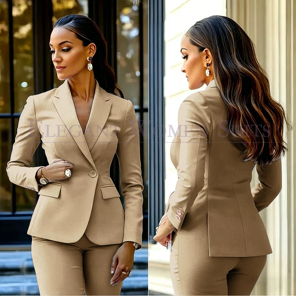 Costumes pour femmes roses, 2 pièces, veste et pantalon, vêtements féminins de luxe, double boutonnage, fente arrière, tenues, costumes