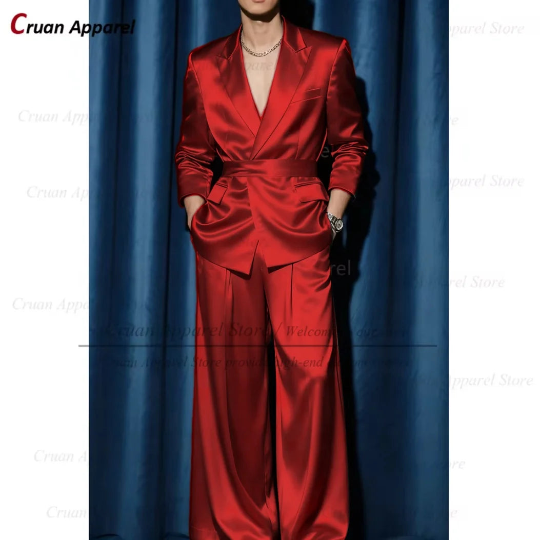 Ensemble de costume de fête de bal de luxe pour hommes, tenue formelle décontractée à revers, 2 pièces, Blazer et pantalon pour Occasions spéciales