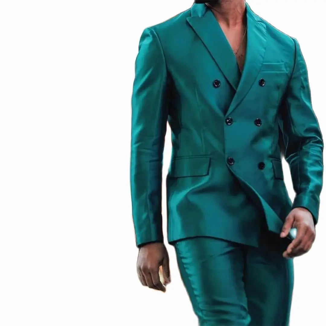 Costumes à double boutonnage pour hommes, veste et pantalon brillants, revers Patricia, smoking Terno Mascul37, marié, mariage, fête de Rh, dernier design
