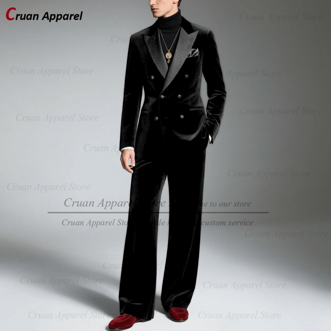 Costume Double boutonnage en velours bleu marine pour hommes, tenue de soirée, sur mesure, Blazer et pantalon, élégant, Slim Fit, 2 pièces