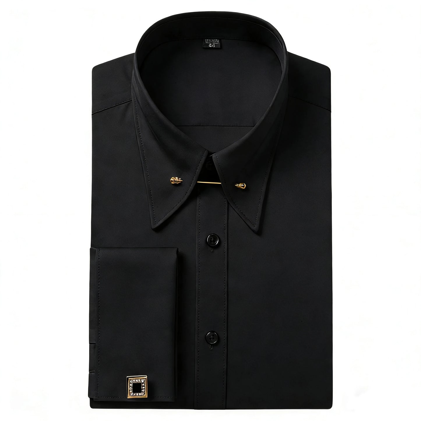 Boutons de manchette français brodés pour hommes, chemise à manches longues avec épingles à col, chemise habillée à grand col pour vêtements de cérémonie d'affaires, Gentlema
