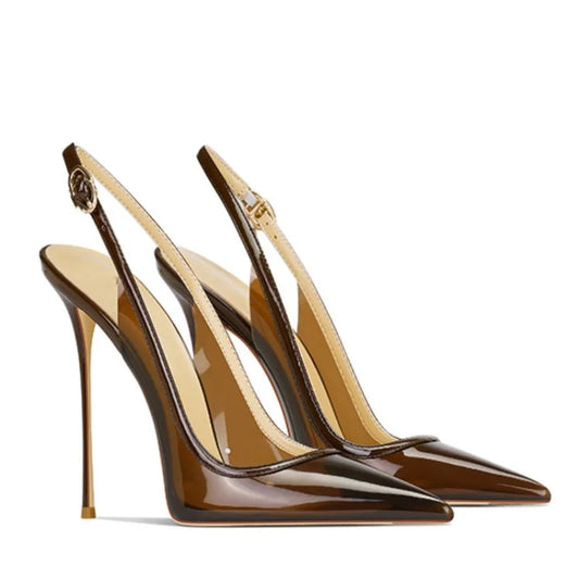 Baotou – sandales à talons aiguilles à motif de pierre pour femmes, coupe peu profonde avec sangle arrière et ouvertures latérales, chaussures de banlieue élégantes pour le bureau