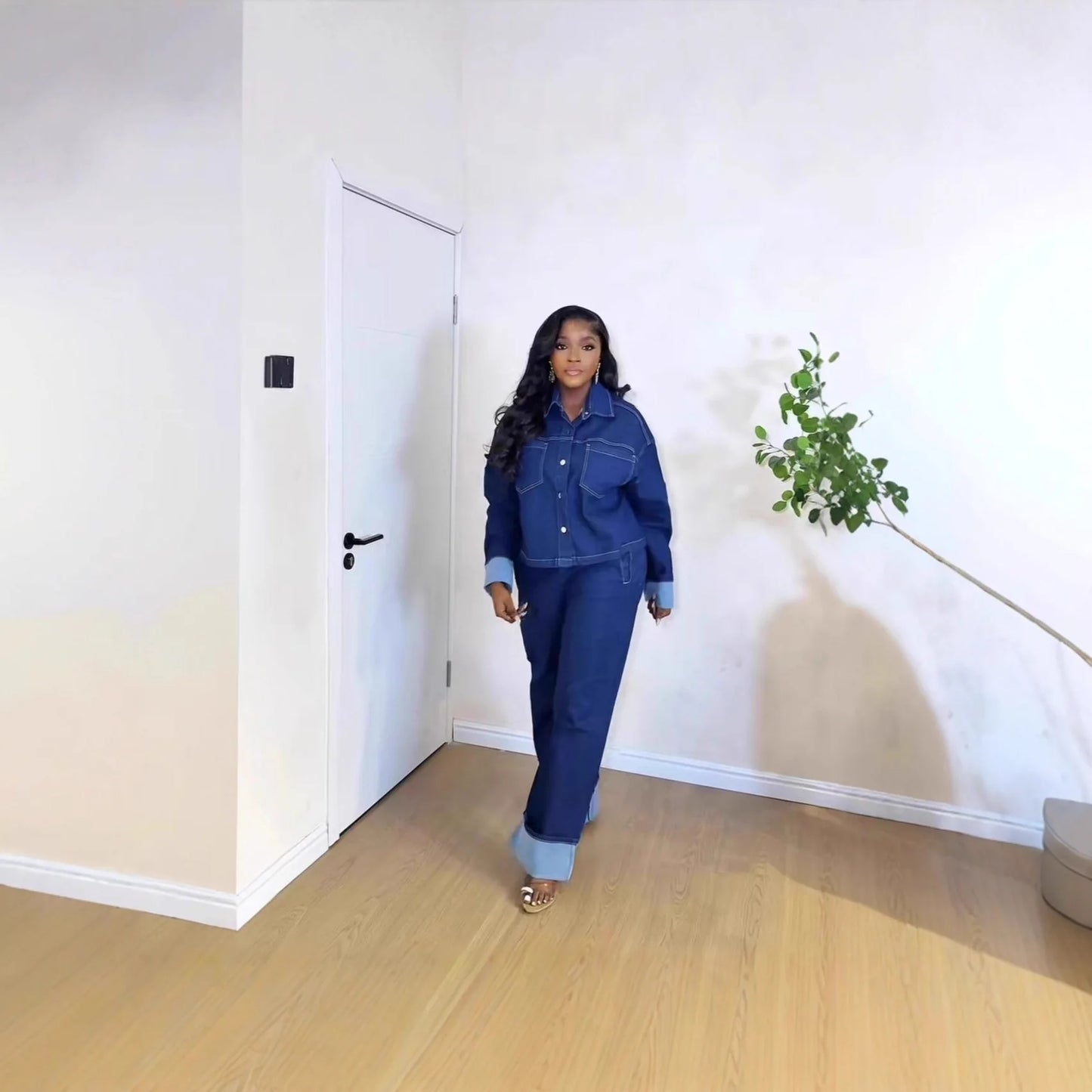 Ensemble 2 Pièces Femme : Veste en Jean et Pantalon Droit, Style Vintage Délavé, Tenue Streetwear à Lacets, Printemps 2026