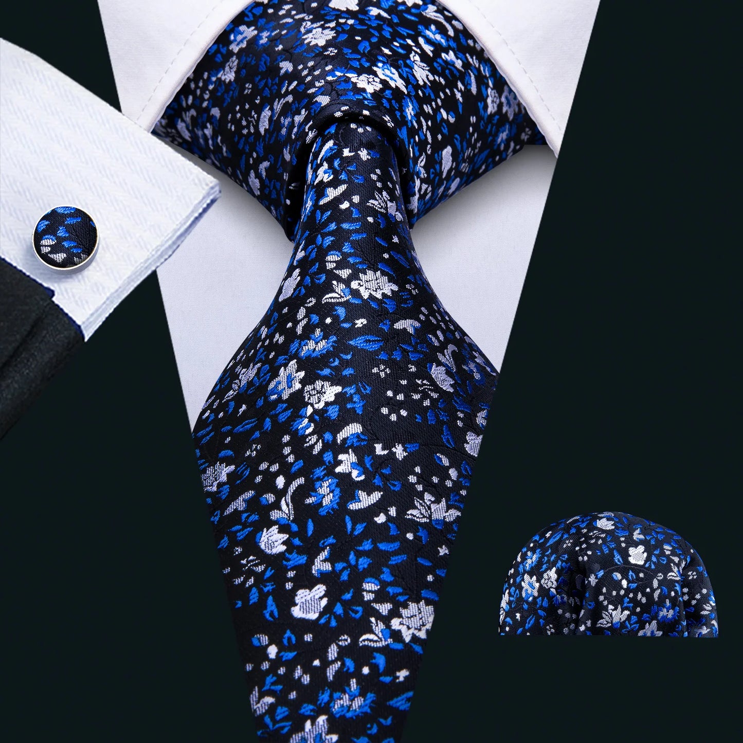 Hommes cravate or bleu marine rayé soie cravate Barry.Wang 3.4 "Jacquard fête mariage tissé créateurs de mode cravate pour hommes d'affaires
