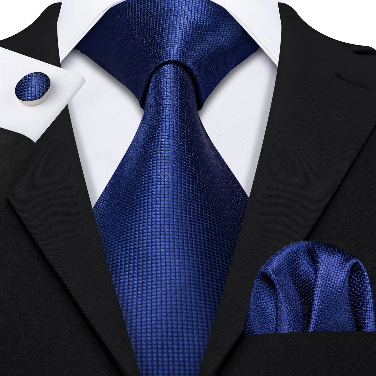 Hommes cravate or bleu marine rayé soie cravate Barry.Wang 3.4 "Jacquard fête mariage tissé créateurs de mode cravate pour hommes d'affaires
