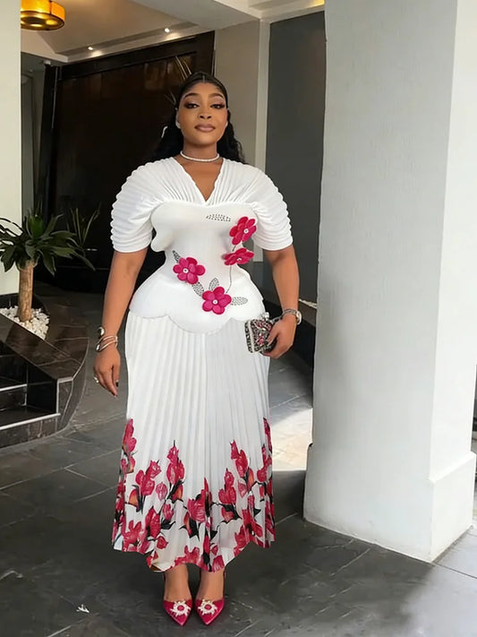 Robes plissées EGRM pour femmes 2026 Robe de soirée de mariage Robe de bal Grande taille Hauts à manches courtes et jupe Ensemble 2 pièces Vêtements 8G1037
