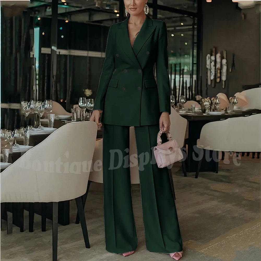 Costume rose clair pour femmes, tenue élégante, Double boutonnage, revers à pointe, droit, bureau d'affaires, ensemble formel deux pièces