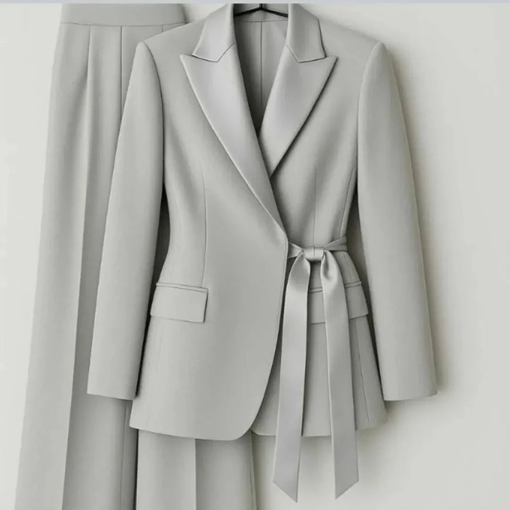 Costumes pour femmes personnalisés Blazer mode pic revers maigre bureau dame tenues formelle femme 2 pièces veste pantalon ensembles complets