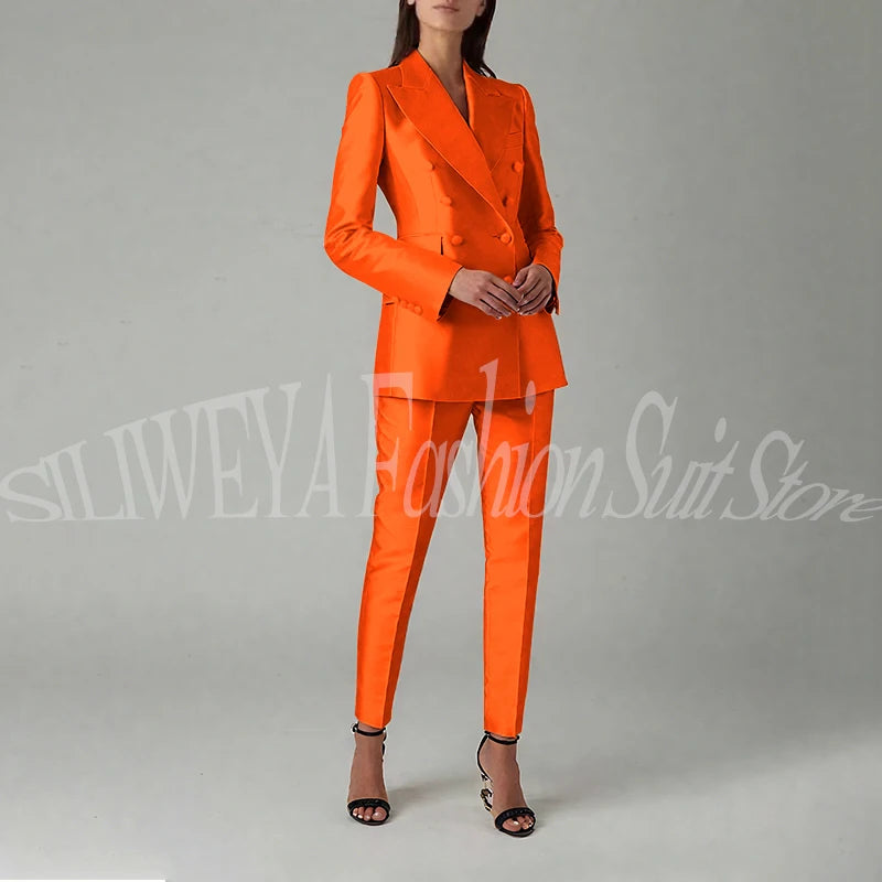 Ensemble blazer et pantalon à double boutonnage pour femme, rose brillant, vêtements élégants pour femme, coupe couvertes, tenue de bureau, luxe, 2 pièces