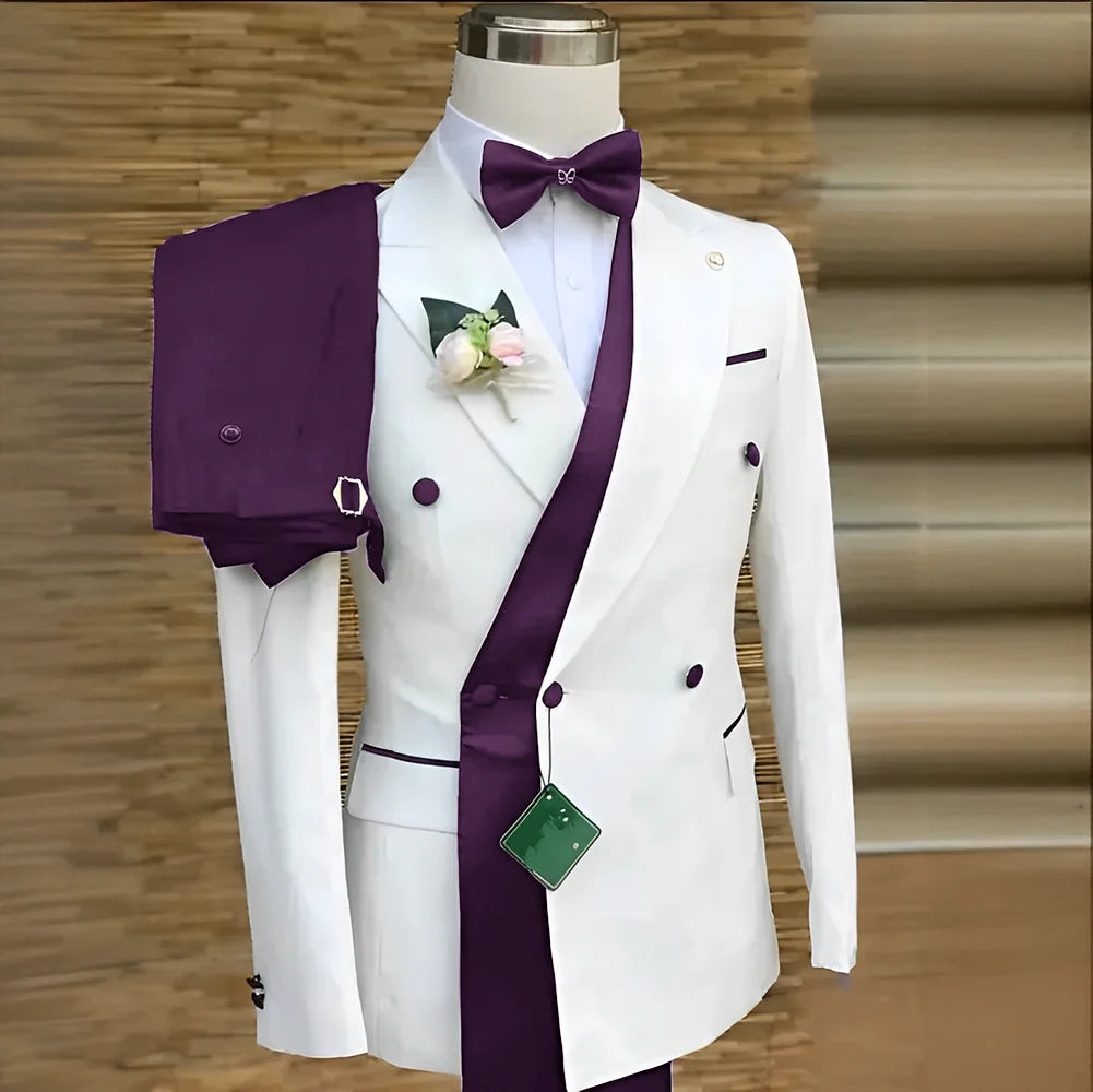 Costumes formels à Double boutonnage pour hommes, Blazer de bal d'affaires avec pantalon, smoking de marié de mariage, veste de costume personnalisée 2 pièces