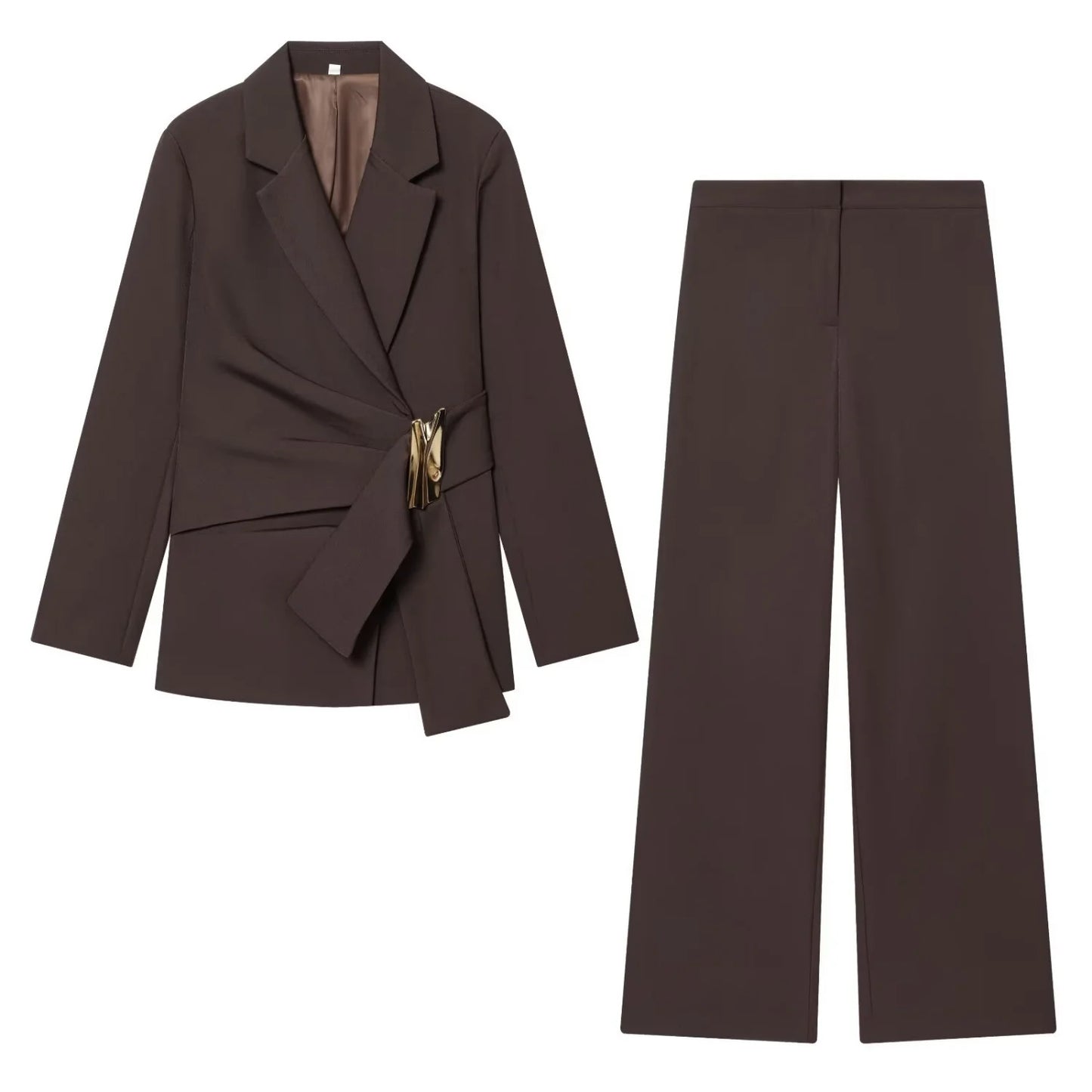 Costume de printemps et d'automne pour femmes, ensemble pantalon Long ou décoration de boucle, blazer à manches longues, manteau ou pantalon à jambe droite pour dames