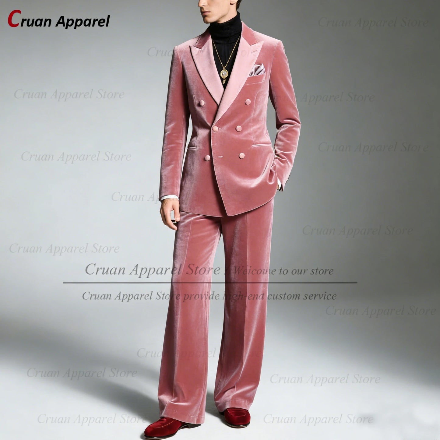 Costume Double boutonnage en velours bleu marine pour hommes, tenue de soirée, sur mesure, Blazer et pantalon, élégant, Slim Fit, 2 pièces