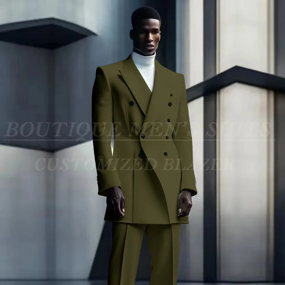 Costumes de conception de mode pour hommes, manteau long à double boutonnage, pantalon, smokings de mariage pour marié, blazer de fête, Rh, costume masculin, zones me, 2 pièces