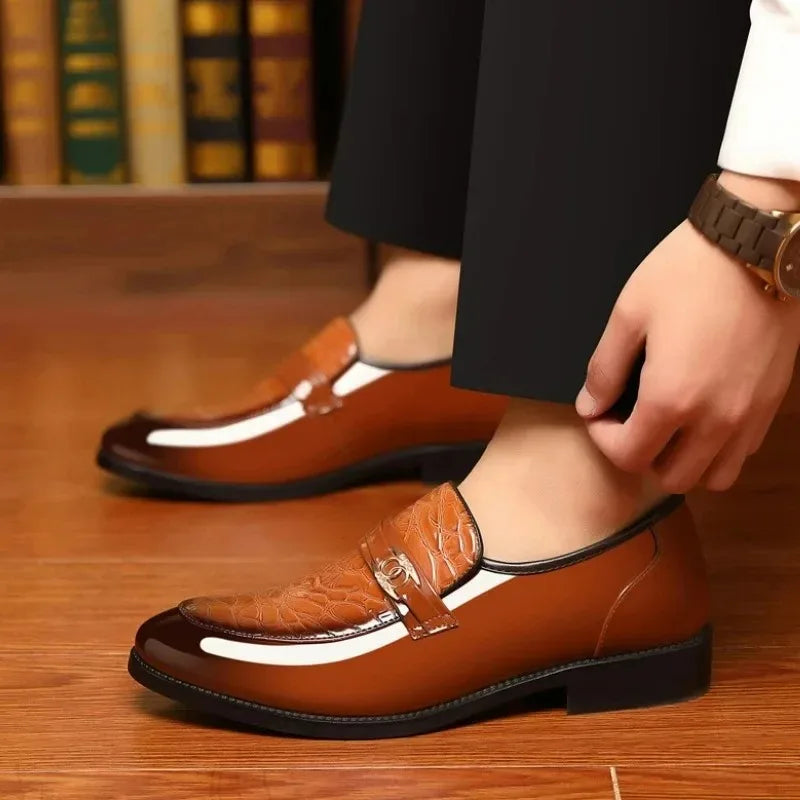 Chaussures habillées à bout pointu pour hommes, chaussures de mariage en cuir verni, Oxfords à enfiler, chaussures de fête, mocassins d'affaires de luxe