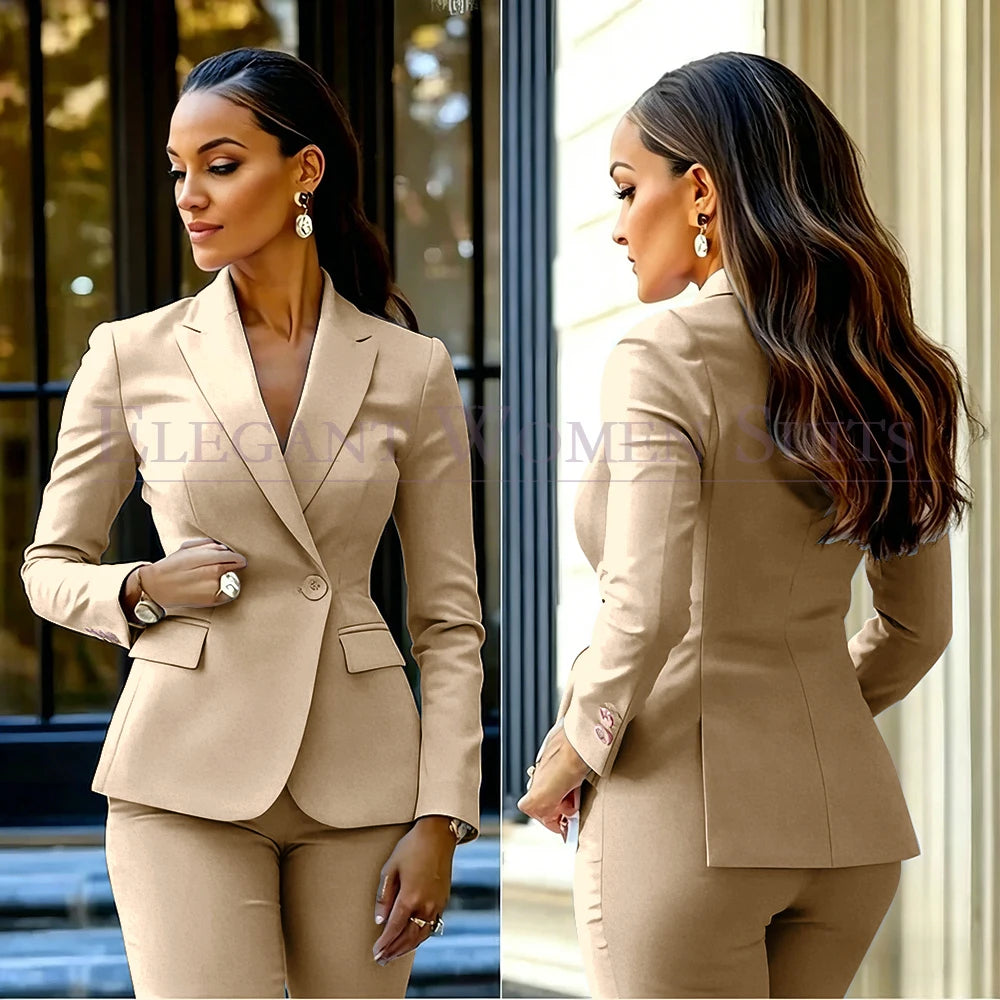 Costumes pour femmes roses, 2 pièces, veste et pantalon, vêtements féminins de luxe, double boutonnage, fente arrière, tenues, costumes
