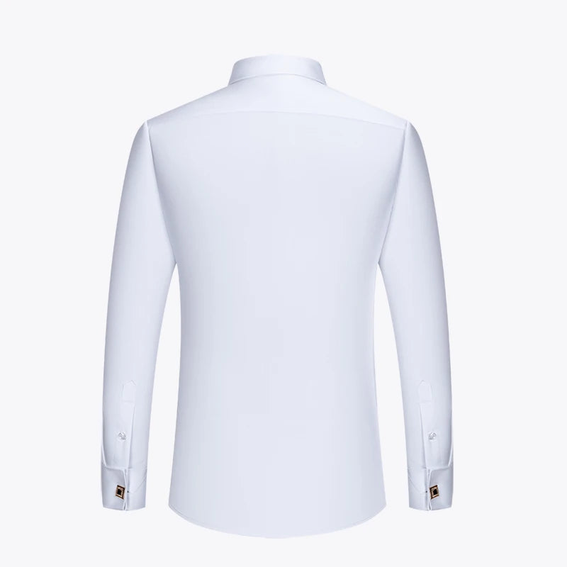 Boutons de manchette français brodés pour hommes, chemise à manches longues avec épingles à col, chemise habillée à grand col pour vêtements de cérémonie d'affaires, Gentlema
