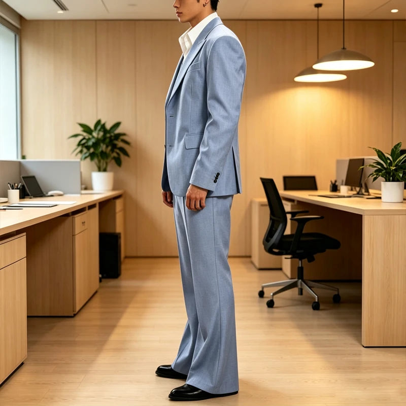 Ensemble de costume 3 pièces vintage pour homme, revers pointu, coupe ajustée, blazer croisé à 2 boutons, gilet et pantalon évasé pour occasions formelles, affaires et mariages