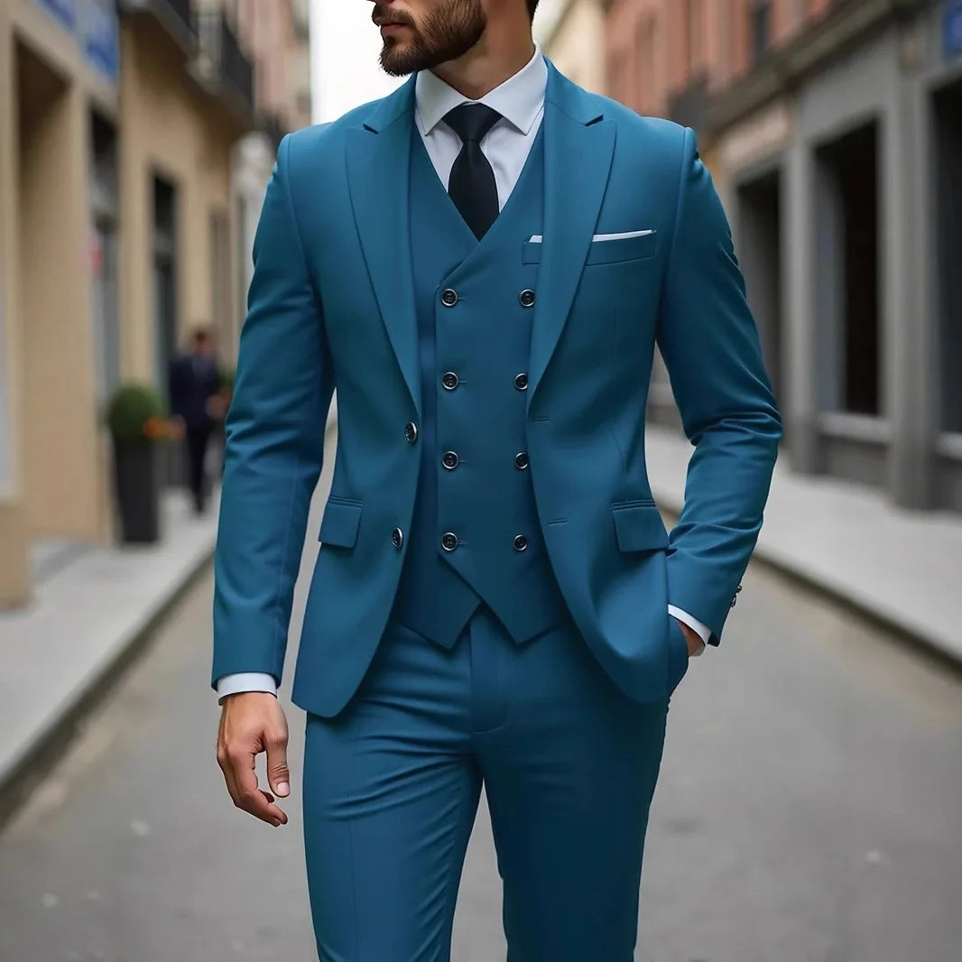 Tuxedos de mariage classique coupe ajustée marié pour hommes 3 pièces costume de garçons d'honneur hommes d'affaires formels costumes (veste + gilet + pantalon)
