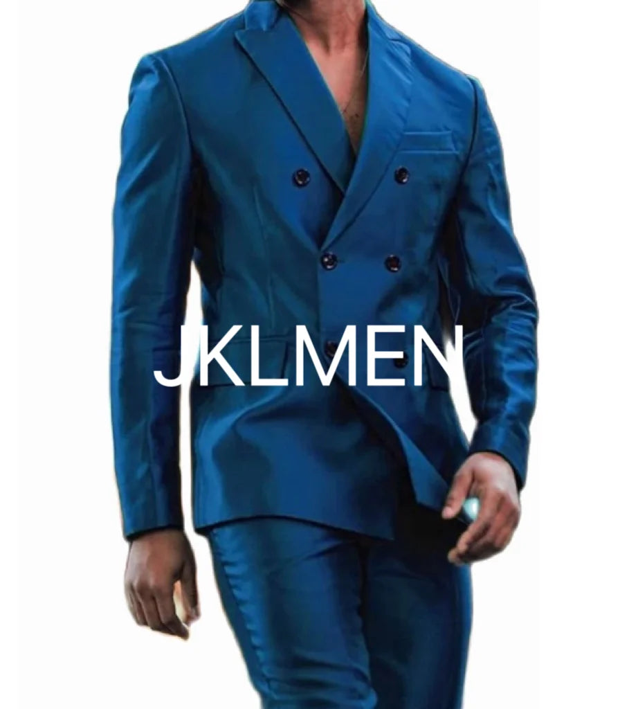 Costumes à double boutonnage pour hommes, veste et pantalon brillants, revers Patricia, smoking Terno Mascul37, marié, mariage, fête de Rh, dernier design