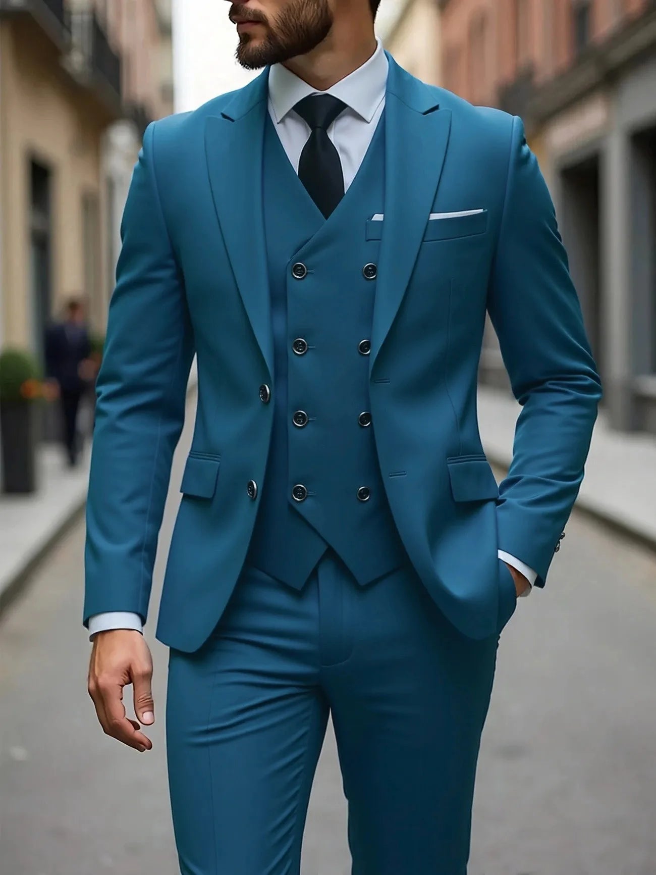 Tuxedos de mariage classique coupe ajustée marié pour hommes 3 pièces costume de garçons d'honneur hommes d'affaires formels costumes (veste + gilet + pantalon)