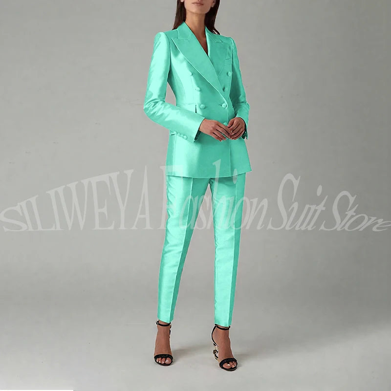 Ensemble blazer et pantalon à double boutonnage pour femme, rose brillant, vêtements élégants pour femme, coupe couvertes, tenue de bureau, luxe, 2 pièces