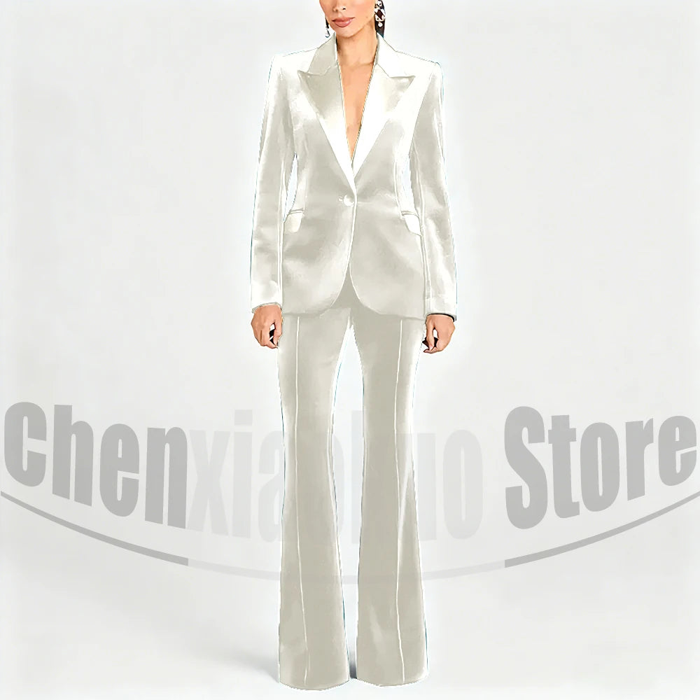 Ensemble de costume en velours pour femmes, Blazer à un bouton et pantalon évasé, vêtements de cérémonie élégants pour soirée, bal, tenue Slim, deux pièces