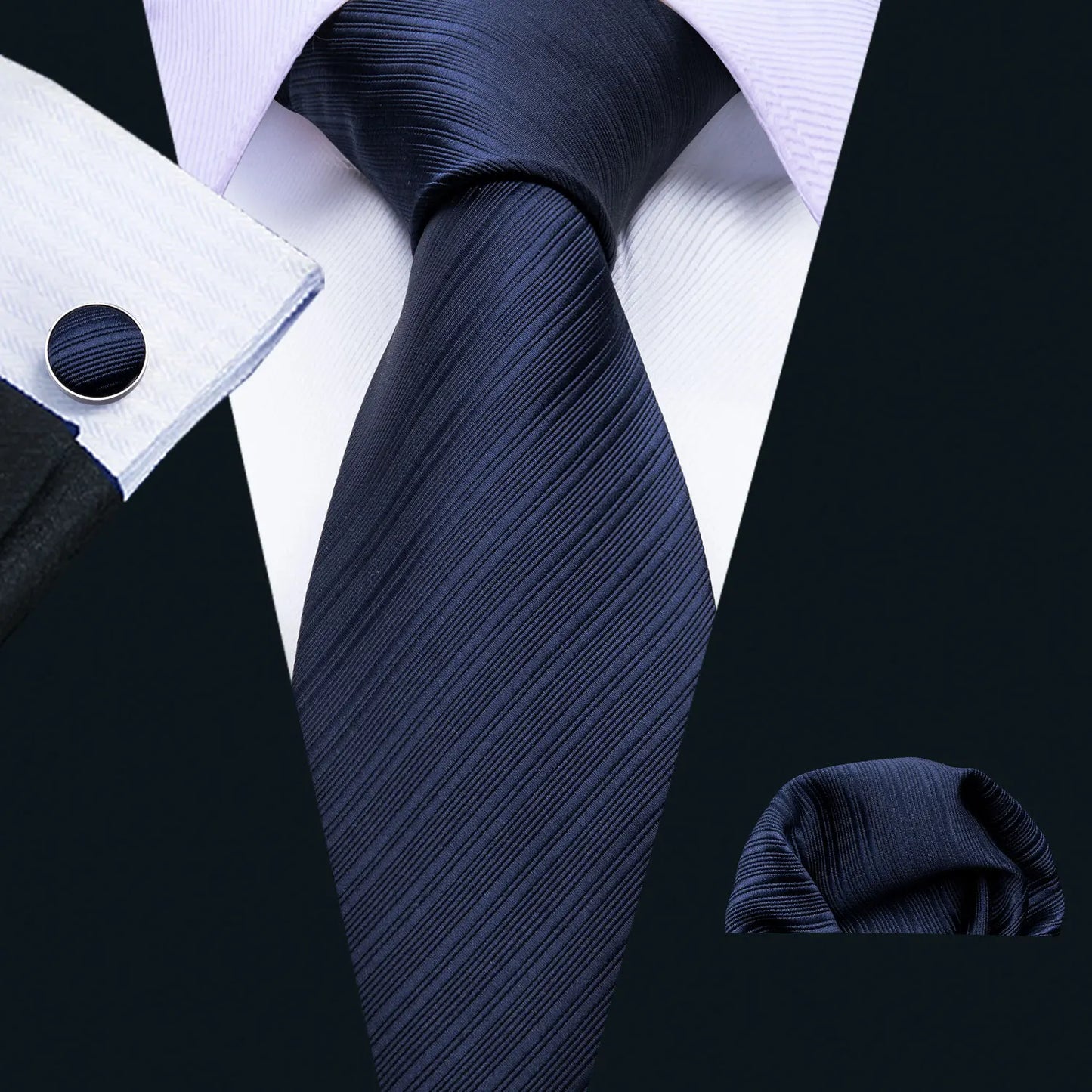 Hommes cravate or bleu marine rayé soie cravate Barry.Wang 3.4 "Jacquard fête mariage tissé créateurs de mode cravate pour hommes d'affaires