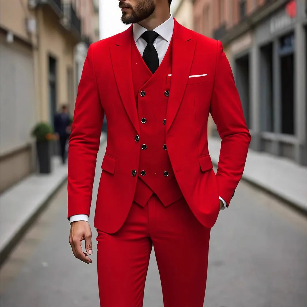 Tuxedos de mariage classique coupe ajustée marié pour hommes 3 pièces costume de garçons d'honneur hommes d'affaires formels costumes (veste + gilet + pantalon)