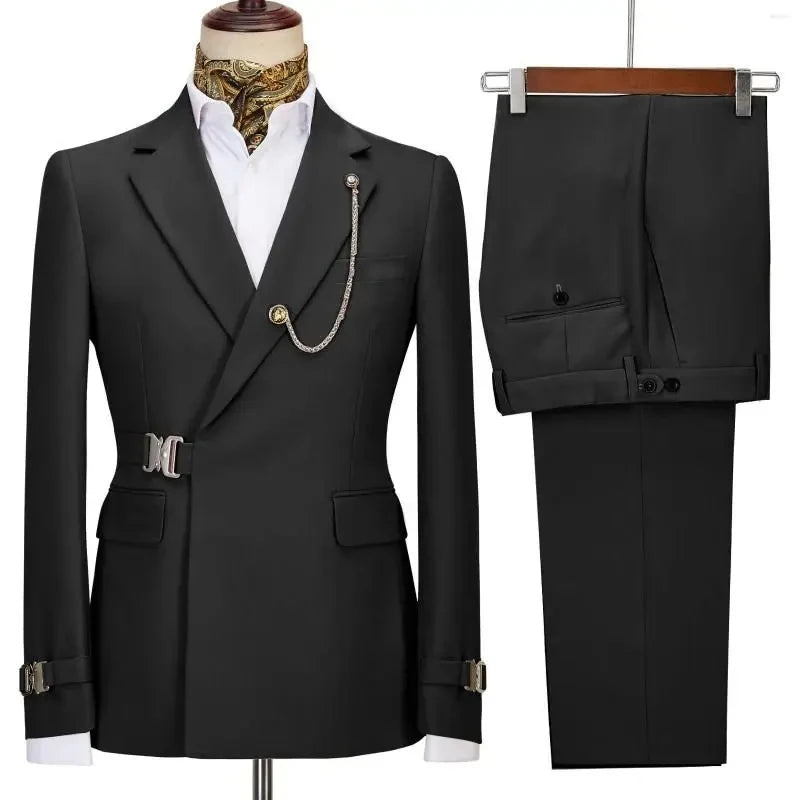Costumes pour hommes Blazer pantalon pour hommes 2024 veste Design italien revers cranté fête mariage Slim Fit Costume Homme 2 pièces vêtements