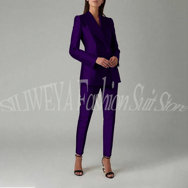 Ensemble blazer et pantalon à double boutonnage pour femme, rose brillant, vêtements élégants pour femme, coupe couvertes, tenue de bureau, luxe, 2 pièces