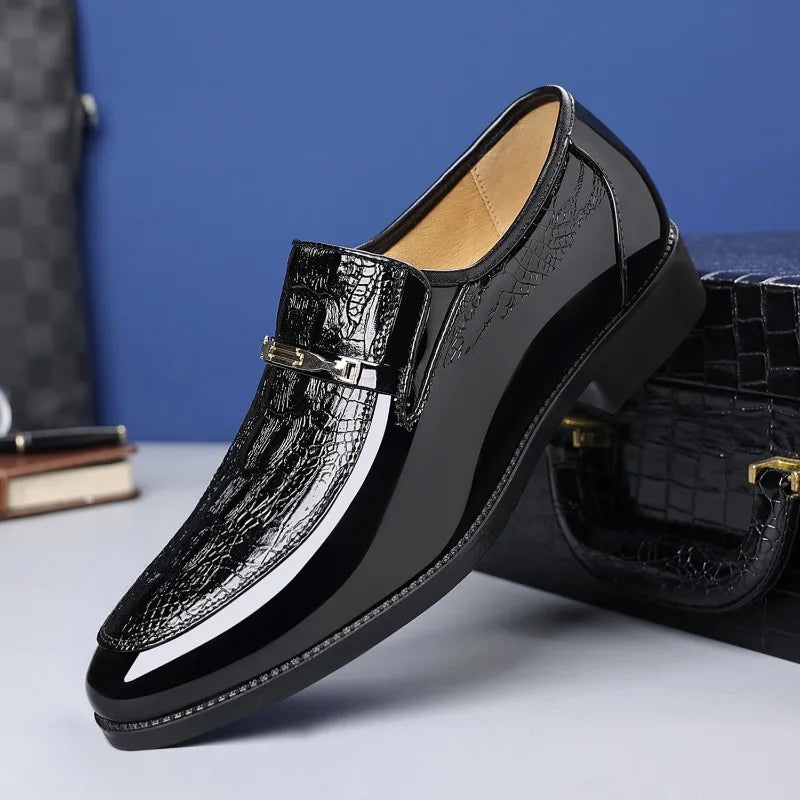 Chaussures habillées de luxe en cuir de Crocodile pour hommes, chaussures d'affaires décontractées pour fête de mariage, mocassins à enfiler de haute qualité, grande taille