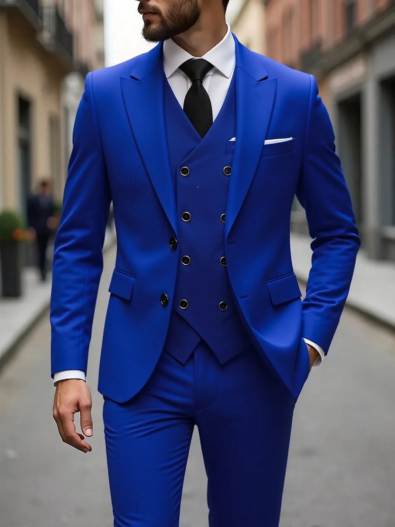 Tuxedos de mariage classique coupe ajustée marié pour hommes 3 pièces costume de garçons d'honneur hommes d'affaires formels costumes (veste + gilet + pantalon)