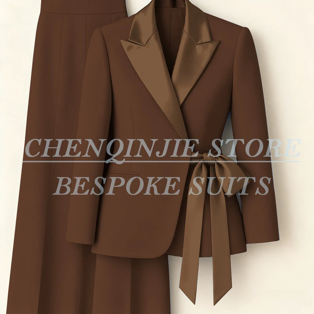 Costumes pour femmes personnalisés Blazer mode pic revers maigre bureau dame tenues formelle femme 2 pièces veste pantalon ensembles complets