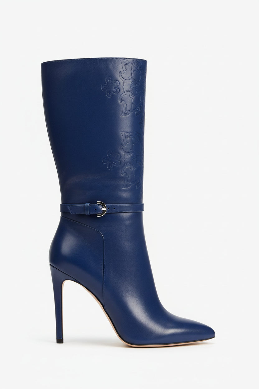 Bottes Hautes en Cuir Bleu