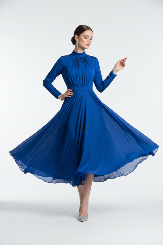 Robe Mi-Longue Bleue - Rose Boutique