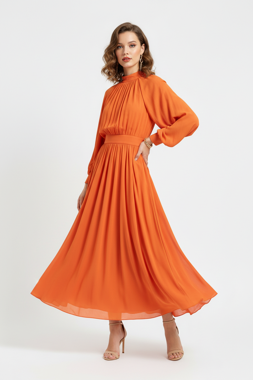 Robe Mi-Longue Orange - Rose Boutique