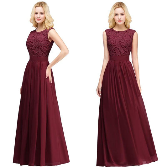 Sexy Jewel Sheer Neck Lace Long Evening Dress Robe De Soiree In Stock